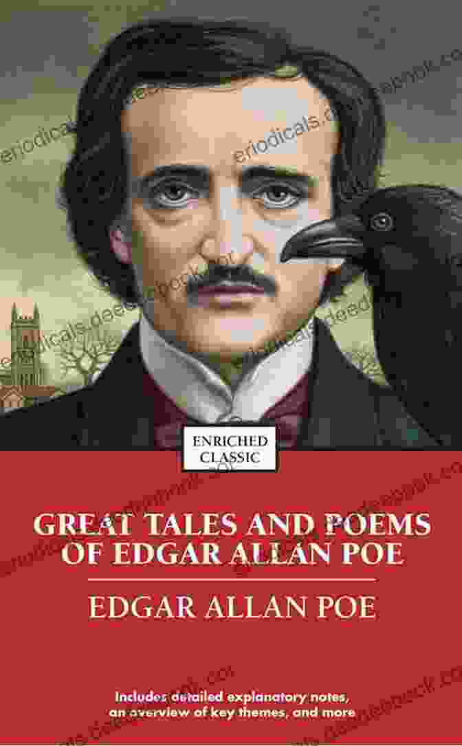 A Depiction Of Edgar Allan Poe Reading A Poem From A Book, Surrounded By A Dark And Atmospheric Background. The Portable Edgar Allan Poe (Penguin Classics)