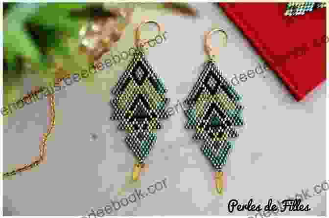 A Pair Of Beaded Earrings Featuring An Intricate Geometric Pattern, Meticulously Crafted With Beads Of Varying Sizes And Shapes, Creating A Mesmerizing Optical Illusion. 50 Beaded Earrings Bonnie Barker