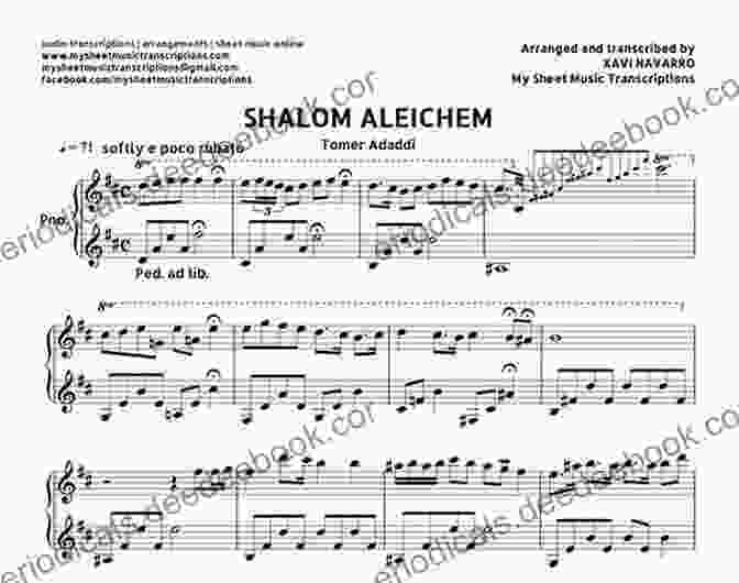 Shalom Aleichem's Mah Nishtanah Piano Sheet Music Featuring Traditional Jewish Melody Shalom Aleichem Piano Sheet Music Collection Part 13 (Jewish Songs And Dances Arranged For Piano)
